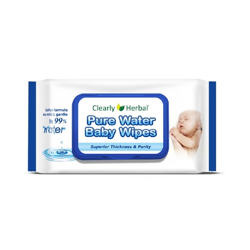 Clearly Herbal Pure Water Baby Wipes  60 Ct