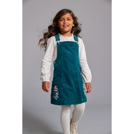 Dungaree dress shop and tights
